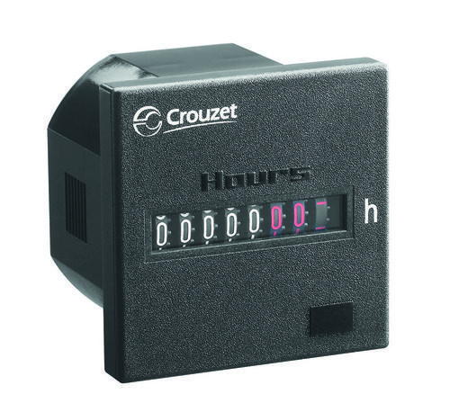 Electromechanical Hour Counter CHM48, 48 x 48 mm, Mechanical Dial, 5 Digits, 187-284 VAC, 50 Hz, Panel Mount (Clip)