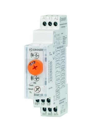 Syr-Line Analog Double Output Timer, Bm2R, MultiFunction, DIN Rail, 17.5 mm, 2 x 8 A Relay Output, 12-240 VAC/DC, 0.5 s → 10 days