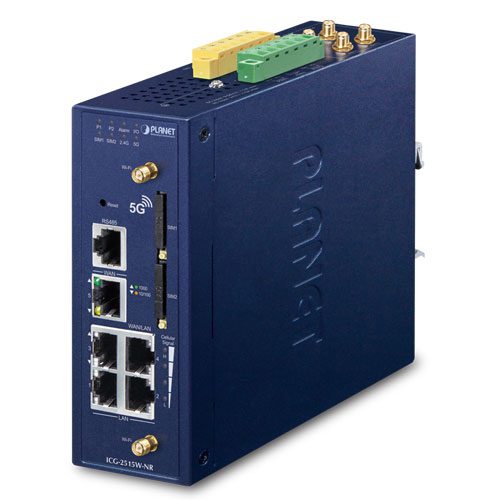 ICG-2515W-NR â€“ Industrial 5G NR Cellular Wireless Gateway with 5-Port 10/100/1000T