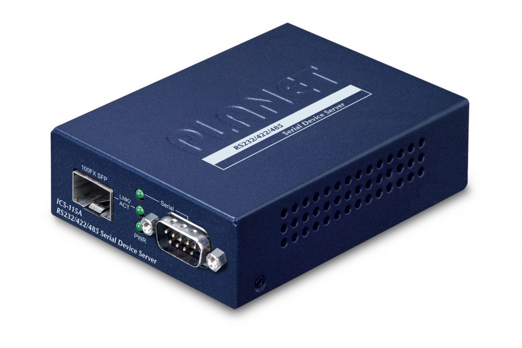 ICS-115A â€“ RS232/RS422/RS485 Serial Device Server with 1-Port 100BASE-FX SFP