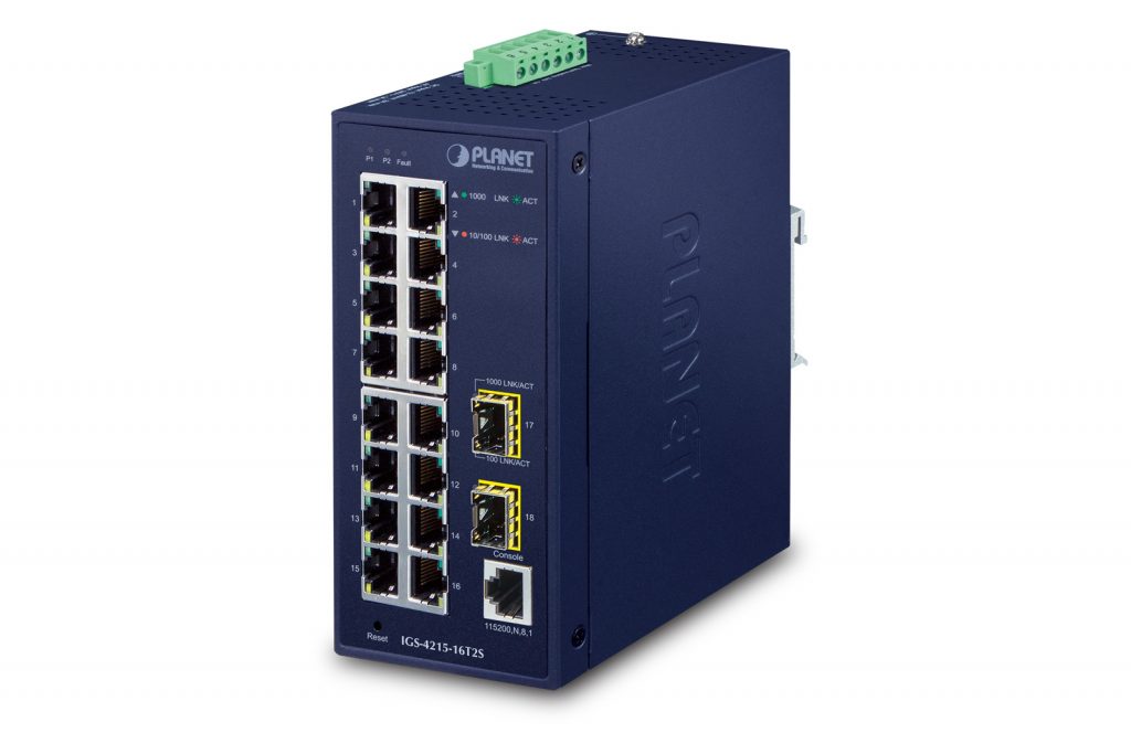 IGS-4215-16T2S â€“ Industrial L2/L4 16-Port 10/100/1000T + 2-Port 100/1000X SFP Managed Switch