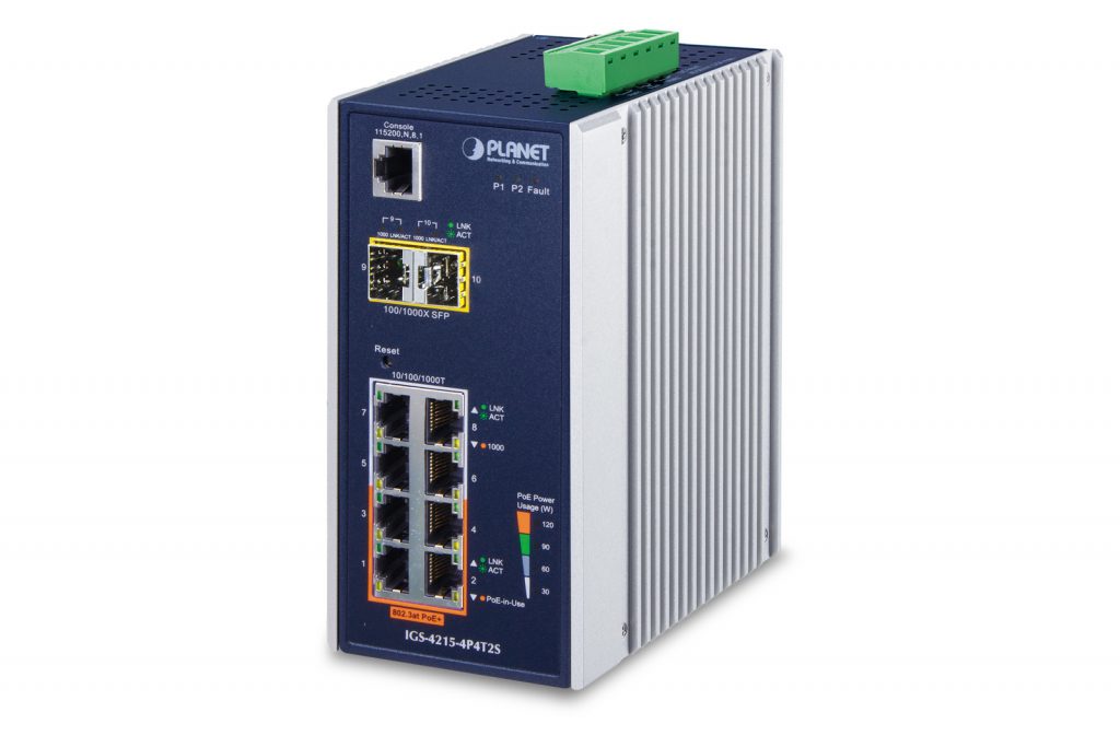 IGS-4215-4P4T â€“ Industrial 4-Port 10/100/1000T 802.3at PoE + 4-Port 10/100/1000T Managed Switch (-40~75 degrees C)
