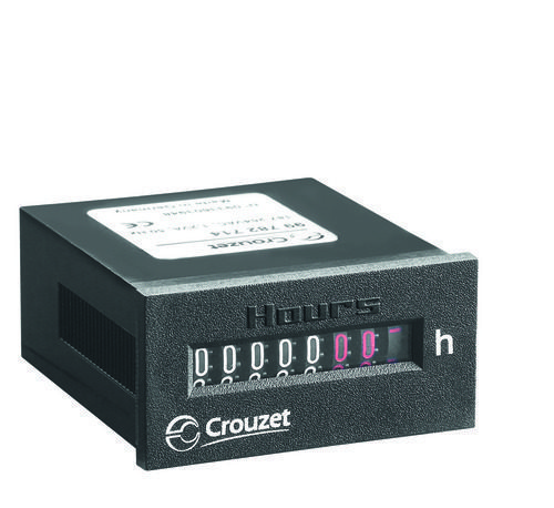 Electromechanical Hour Counter CHM48x24, 48 x 24 mm, Mechanical Dial, 7 Digits, 187-264 VAC, 50 Hz, Panel Mount (Clip)